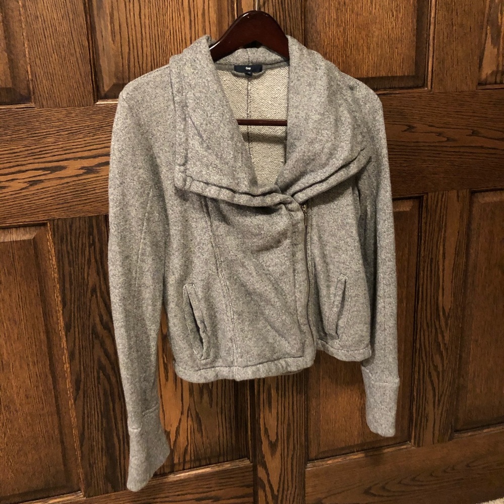 Gap Moto sweatshirt jacket, heather gray